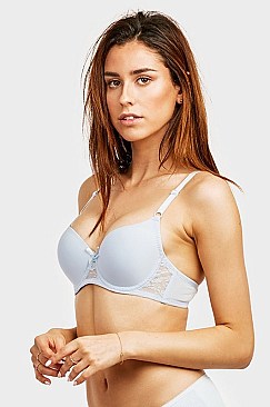 PACK OF 6 PIECES SEXY FULL CUP PLAIN LACE BRA MUBR4366PL