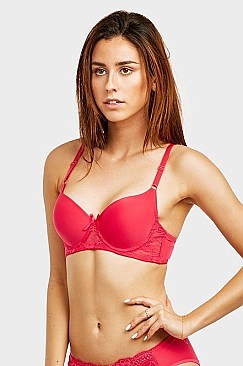 PACK OF 6 PIECES SEXY FULL CUP PLAIN LACE BRA MUBR4366PL