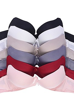 PACK OF 6 PIECES CLASSY FULL CUP PUSH UP BRASSIERE MUBR4375PU