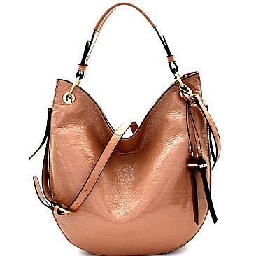 MH-BR7129  Color Block Expandable Single Strap Patent Hobo