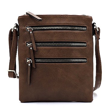 Fashion Multi Zip Pocket Crossbody Bag