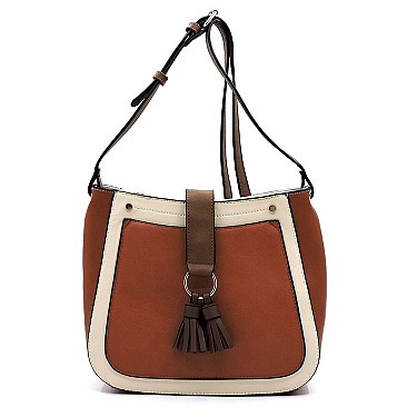 Fashion Colorblock Tassel Crossbody Bag