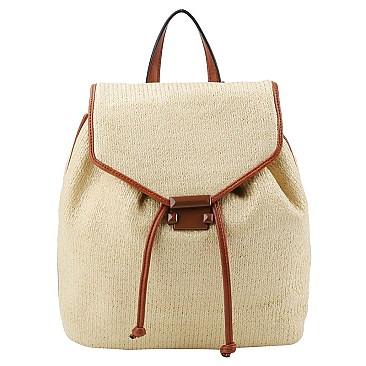 Straw Neon Trimmed Backpack
