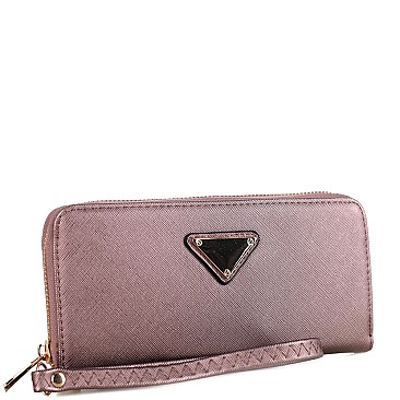 Triangle Logo Zip-around Slim Wristlet Wallet