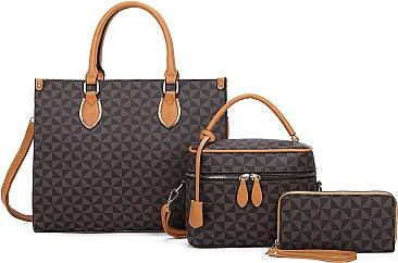 3 IN 1 FASHION MONOGRAM SATCHEL SET