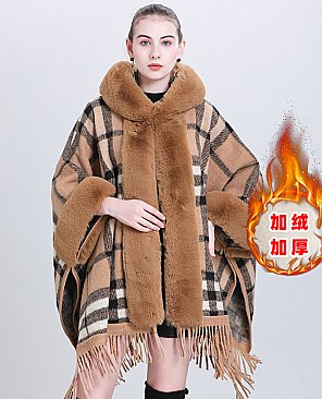 Warm Shawl Plaid Quality Cape Coat Wrap