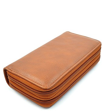 Double Zip Around Wristlet Wallet