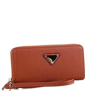 Triangle Logo Zip-around Slim Wristlet Wallet