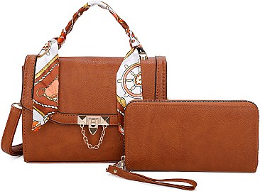 Scarfed Top Handle 2-in-1 Satchel Crossbody Bag