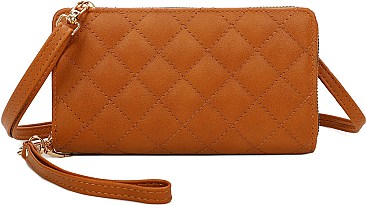 Double Zipper Quilted Wallet Wristlet