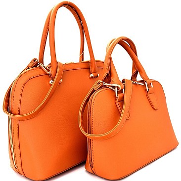 BS1651-LP Classy Saffiano Twin Dome Satchel Value SET