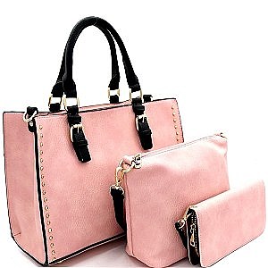 2Tone Side Studs Handbag 3in1 Set