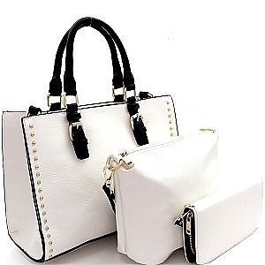 2Tone Side Studs Handbag 3in1 Set
