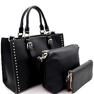 2Tone Side Studs Handbag 3in1 Set