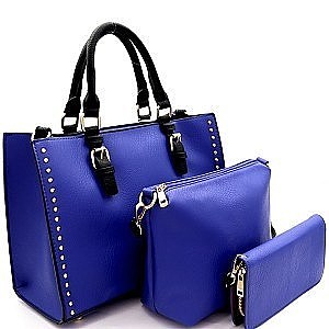 2Tone Side Studs Handbag 3in1 Set