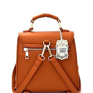 BS2246-LP Buckle Accent Convertible Flap Backpack Satchel