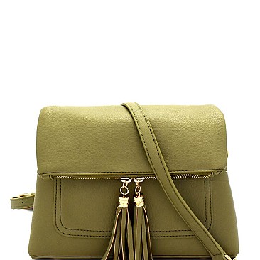 BS2281-LP Tassel Accent Fold-Over Compartment Cross Body