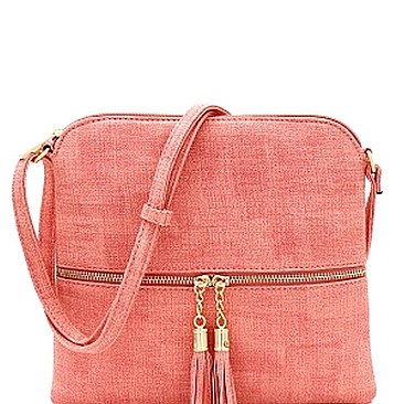 Chic Front Pocket Tassel Accent Textured Cross Body Bag MH-BS2309F