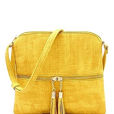 Chic Front Pocket Tassel Accent Textured Cross Body Bag MH-BS2309F