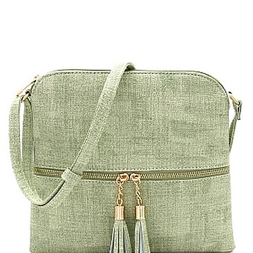 Chic Front Pocket Tassel Accent Textured Cross Body Bag MH-BS2309F