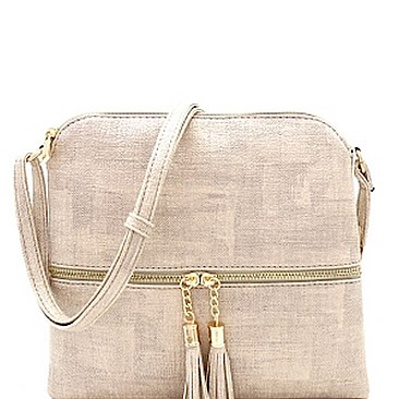 Chic Front Pocket Tassel Accent Textured Cross Body Bag MH-BS2309F