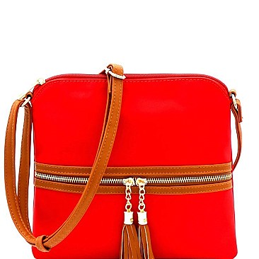 Fashionable Tassel Accent Two-Tone Nylon Cross Body MH-BS2408
