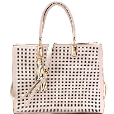 Tassel Accent Laser-cut Structured Satchel MH-BS3049