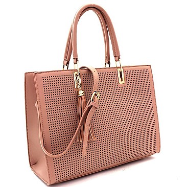Tassel Accent Laser-cut Structured Satchel MH-BS3049