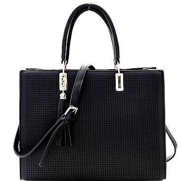 Tassel Accent Laser-cut Structured Satchel MH-BS3049