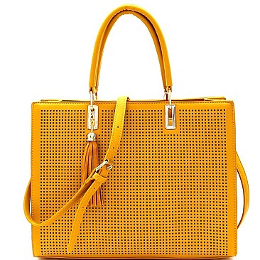 Tassel Accent Laser-cut Structured Satchel MH-BS3049