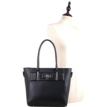 Bow Accent 2-Way Tall Shopper Tote  MH-BS3251