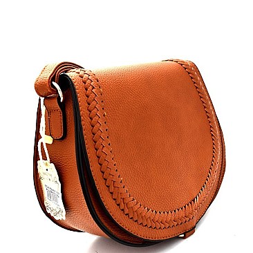 BSA62467-LP Woven Detail Bohemian Saddle Cross Body