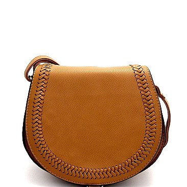 BSA62467-LP Woven Detail Bohemian Saddle Cross Body