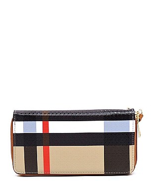 Zip Around  Plaid Check Printed Wallet Wristlet