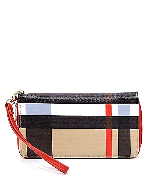 Zip Around  Plaid Check Printed Wallet Wristlet