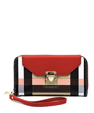 Push Lock Plaid Check Wallet Wristlet