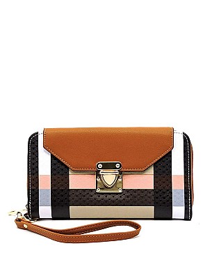 Push Lock Plaid Check Wallet Wristlet