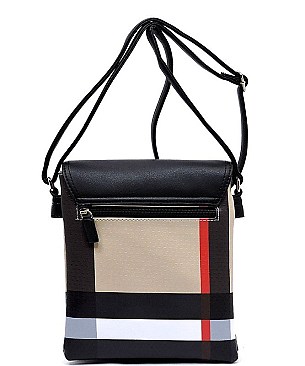 Flap Plaid Check Print Cross Body Bag