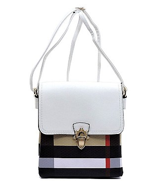 Flap Plaid Check Print Cross Body Bag