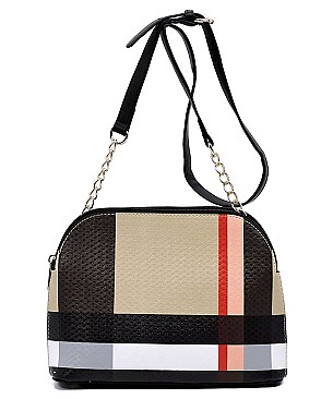 Plaid Check Multi Compartment Crossbody Bag