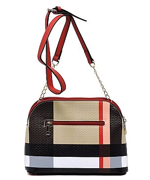 Plaid Check Multi Compartment Crossbody Bag