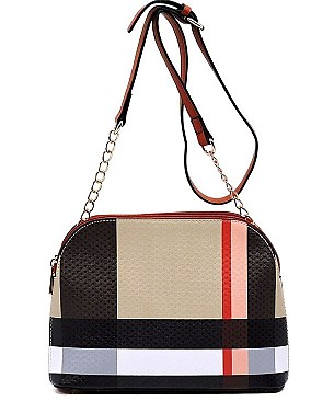 Plaid Check Multi Compartment Crossbody Bag