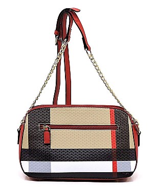 Multi Compartment Plaid Check Print Dome Cross Body Bag