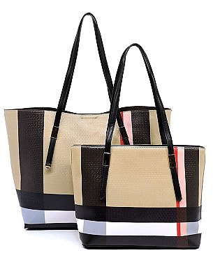 2-in-1 Plaid Check Print Shopper