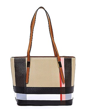 2-in-1 Plaid Check Print Shopper