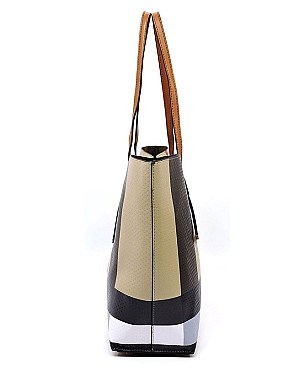 2-in-1 Plaid Check Print Shopper