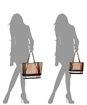 2-in-1 Plaid Check Print Shopper
