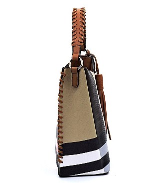 Plaid Check Bucket Satchel