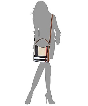 Plaid Check Bucket Satchel