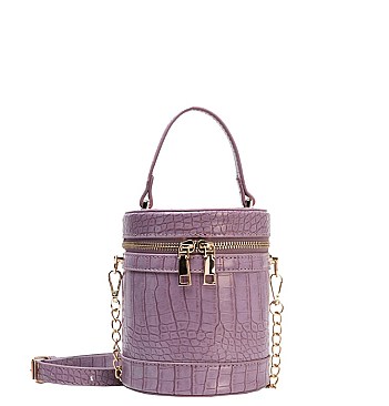 CROCODILE PRINT BUCKET SATCHEL - CROSS-BODY